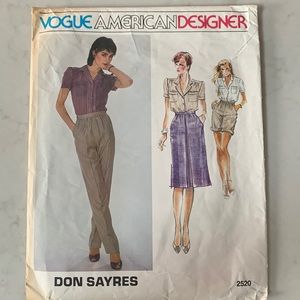 Vintage 80’s Don Sayres Pattern Set (Vogue 2520)